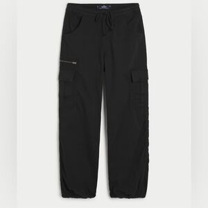 Hollister Black adjustable rise baggy parachute Pants Size L short
